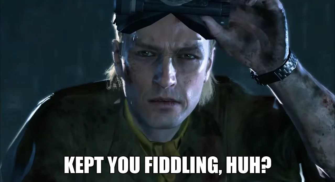 They Played Us Like A Damn Fiddle! — Big Boss lifting his cap with caption 'KEPT YOU FIDDLING, HUH?'