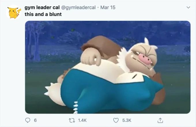 This And A Blunt — Twitter post from gymleadercal showing Pokémon characters in beach and water scenario.