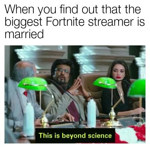 Fortnite streamer married meme with 'This is beyond science' Rajinikanth reaction