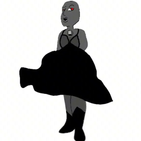 This Is Black Diamond Doggystyle Sideways Frontwards — Full body drawing of Black Diamond character in black dress