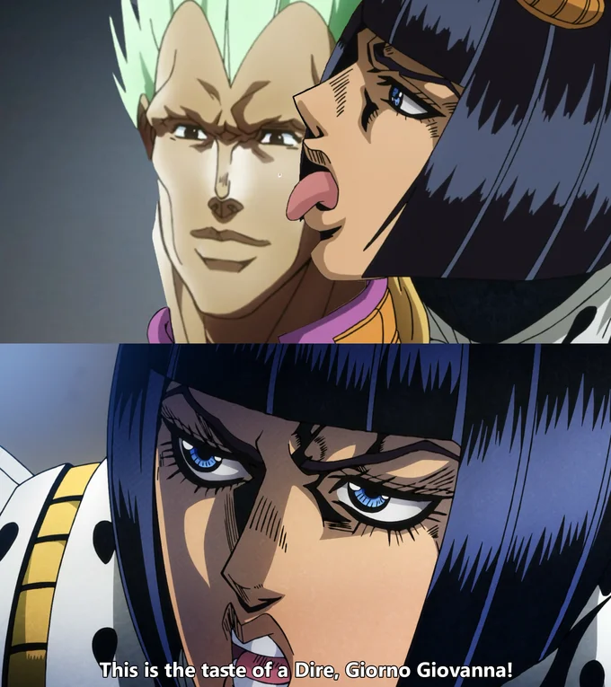 This Is the Taste of a Liar — Edit of JoJo scene with alternate character and 'Dire' caption