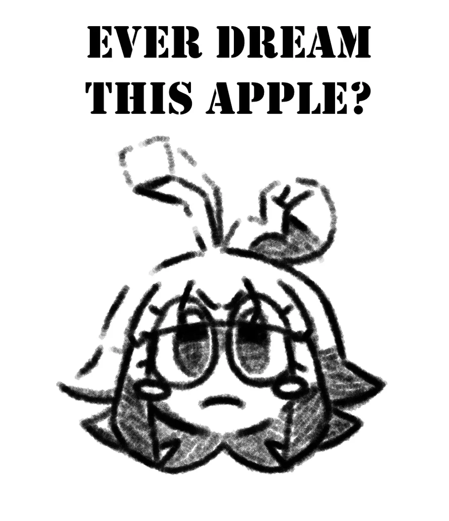 This Man (Ever Dream This Man) — Hand-drawn anime parody titled 'Ever Dream This Apple?' with a cartoon figure.