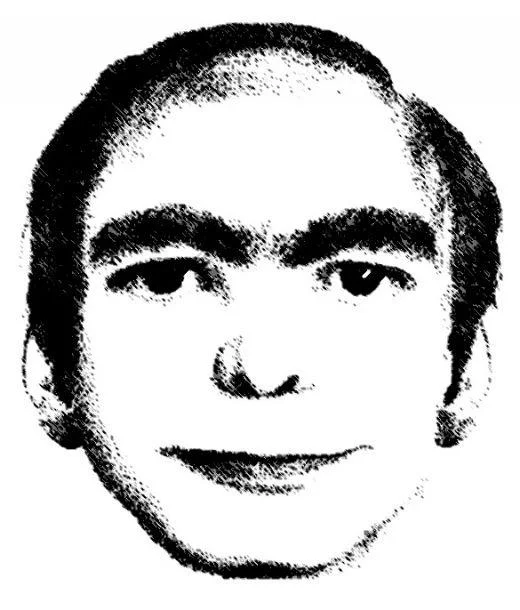 This Man (Ever Dream This Man) — Enlarged black and white sketch of the 'This Man' face with thick eyebrows and a subtle smile.