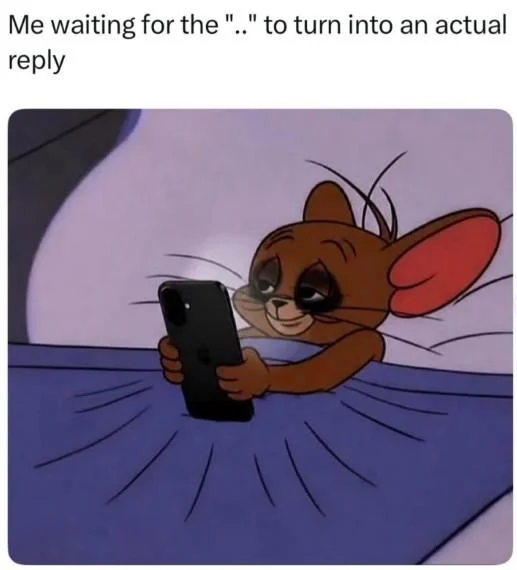 This Sleepy Jerry Meme Has Completely Taken Over the Internet — Original cartoon Jerry mouse in bed with a phone, captioned about waiting for a typing