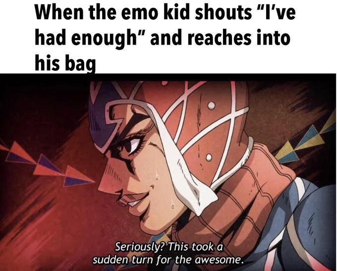 This Took a Sudden Turn for the Awesome — Meme with caption about using mom's phone at boring dinner using Mista reaction image.
