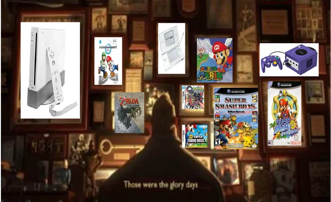 Those Were the Glory Days — Glory days meme featuring Nintendo consoles and classic games overlaid on the wall
