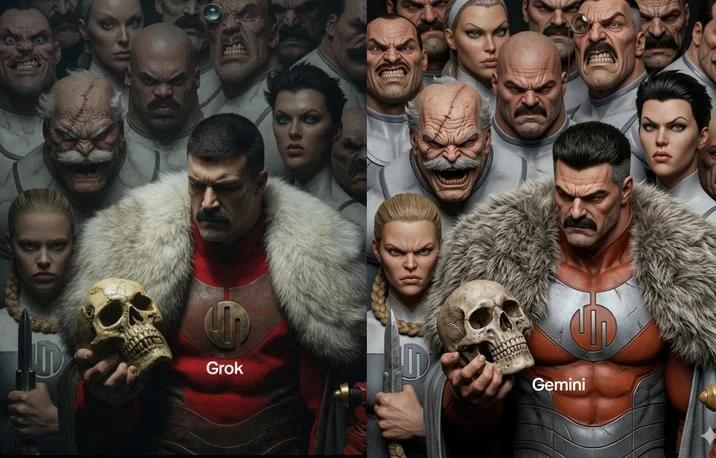 Thragg And Viltrumites Panel — Original Invincible comic page featuring Thragg holding a skull surrounded by Viltrumite warriors