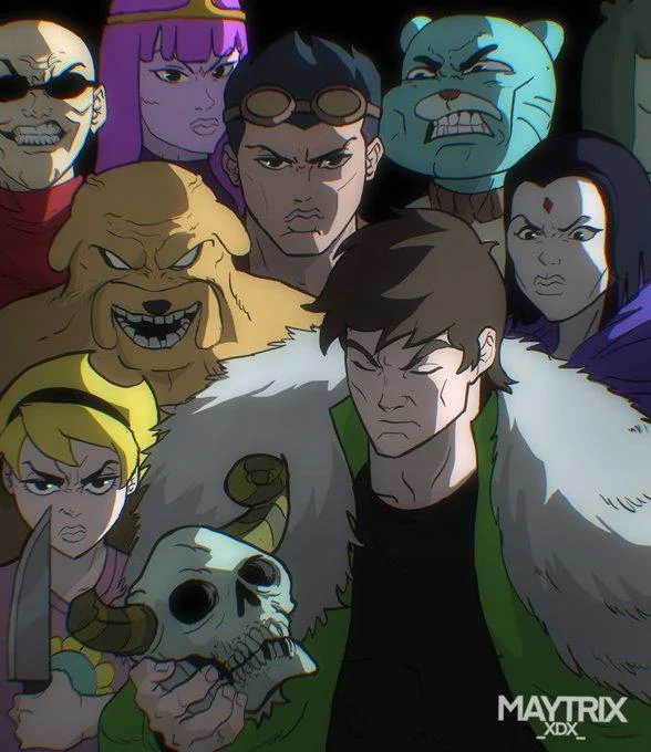 Thragg And Viltrumites Panel — Venture Bros parody with The Monarch as Thragg holding a skull