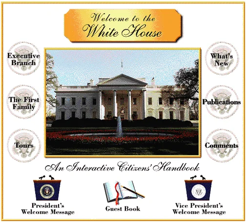 Throwback Thursday — Screenshot of 1990s White House website homepage
