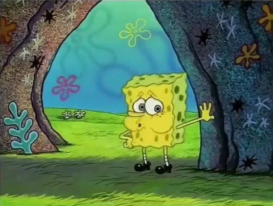 Tired SpongeBob — Tweet using the 'love me at my worst' format with tired and excited SpongeBob images