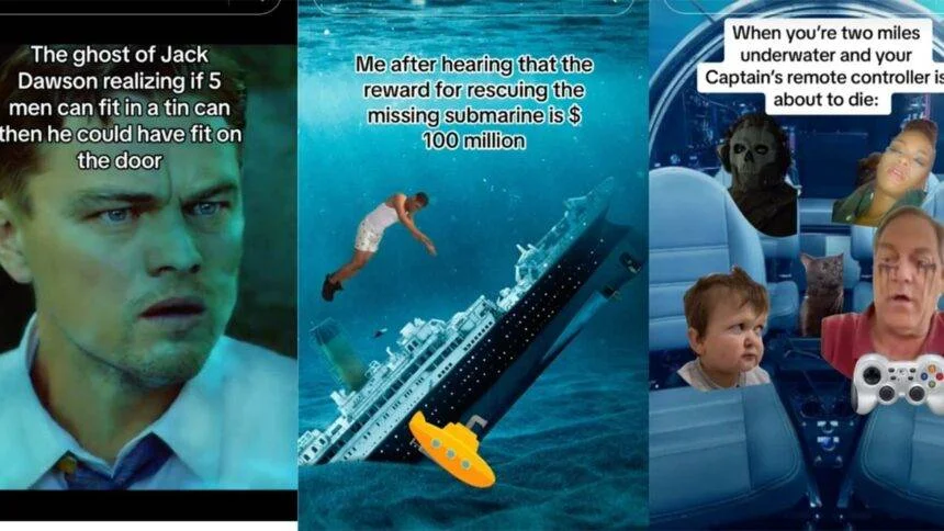 Titanic Sub Memes — Four-panel dark humor meme mashup combining Titanic imagery with submarine disaster theme.