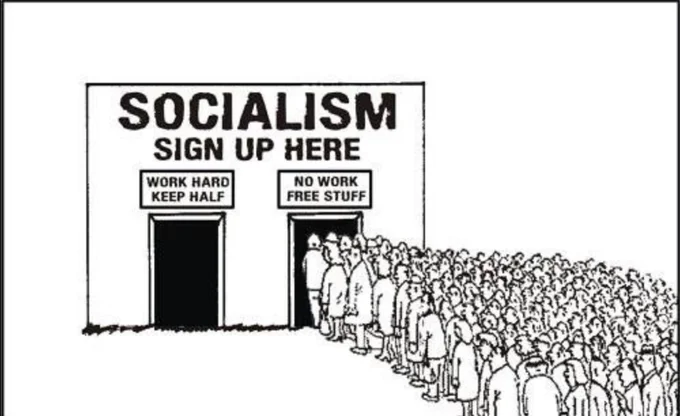 Todays Teens — SOCIALISM SIGN UP HERE WORK HARD KEEP HALF NO WORK FREE STUFF