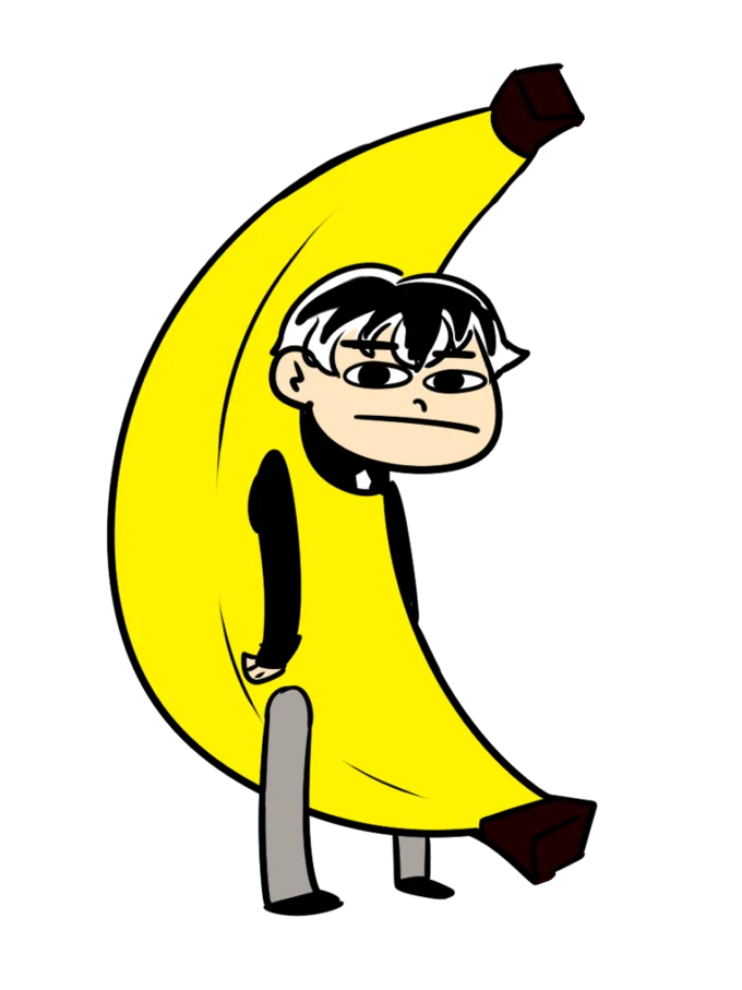 Tokyo Ghoul — Cartoon illustration of Ken Kaneki wearing a yellow banana suit