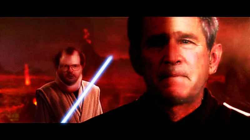 Tourette's Guy — Tourettes Guy photoshopped as a Jedi facing George W. Bush in a Star Wars scene