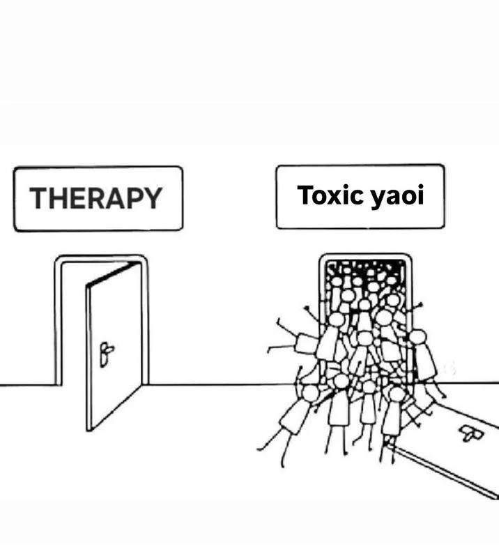 Toxic Yaoi Doomed Yaoi — Two-panel comic of characters crying while singing Airplanes lyrics in doomed yaoi style