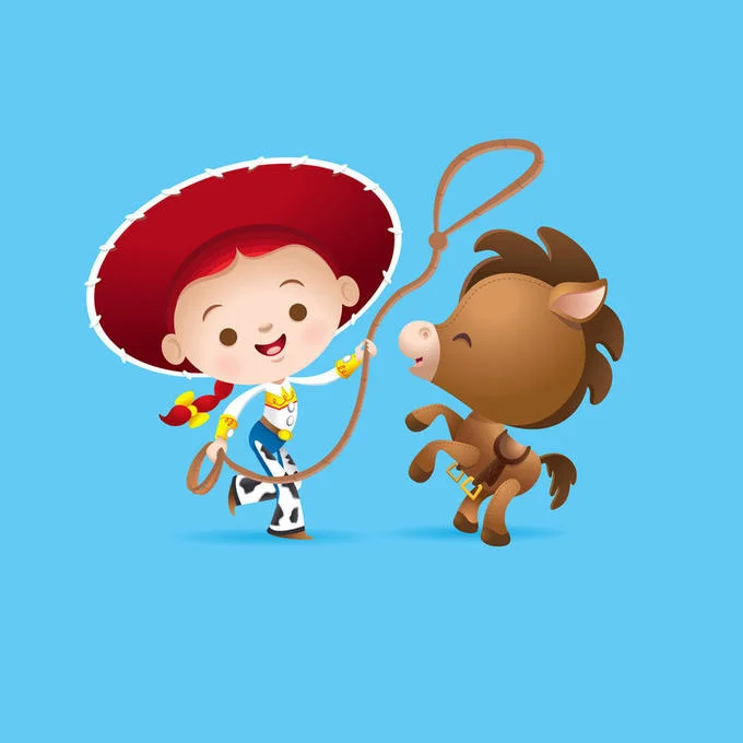 Cartoon illustration of Toy Story characters hanging out, including a Totoro cameo