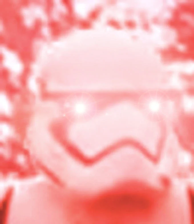 TR-8R the Stormtrooper — Stylized monochrome TR-8R fan poster with Aurebesh script and the title TR-8R