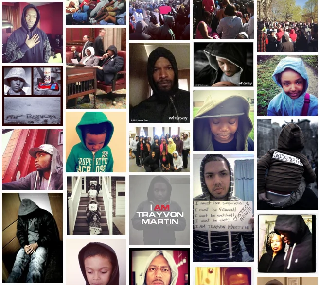 Trayvon Martin's Death — Collage of people wearing hoodies in solidarity with Trayvon Martin