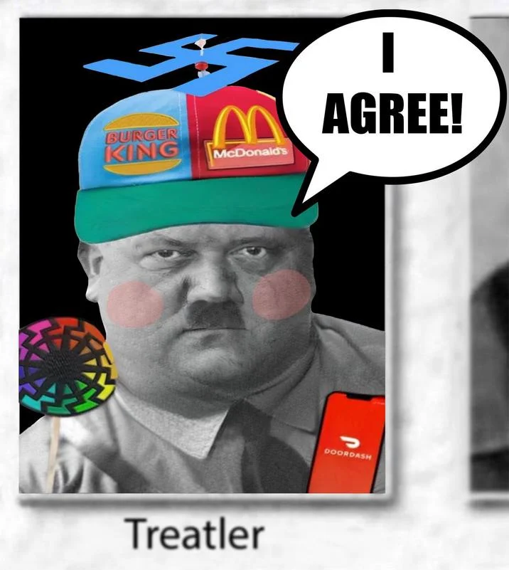Treatler Treatlerite — Chubby wojak-style Treatler edit with speech bubble saying 'I AGREE!'
