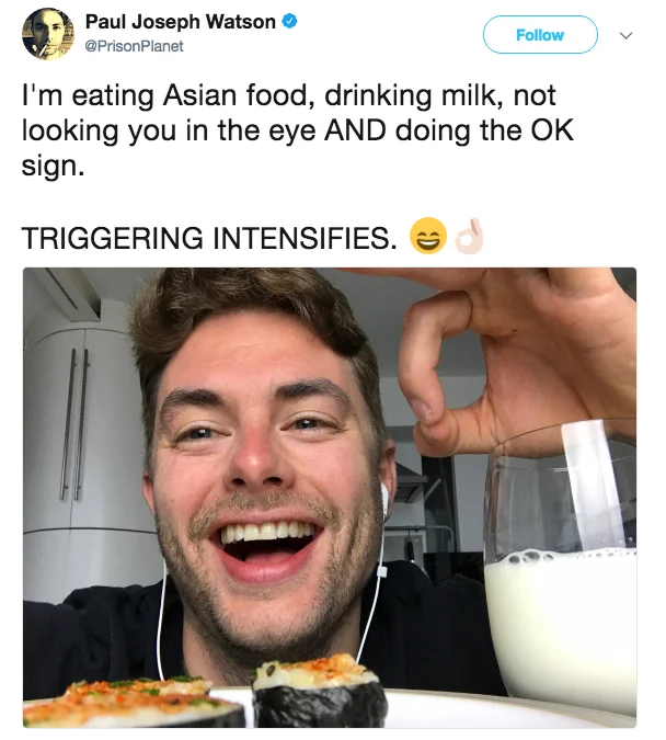 Trigger the Libs — Larger version of Matt Bors' comic depicting a MAGA man escalating behavior to trigger a liberal woman.