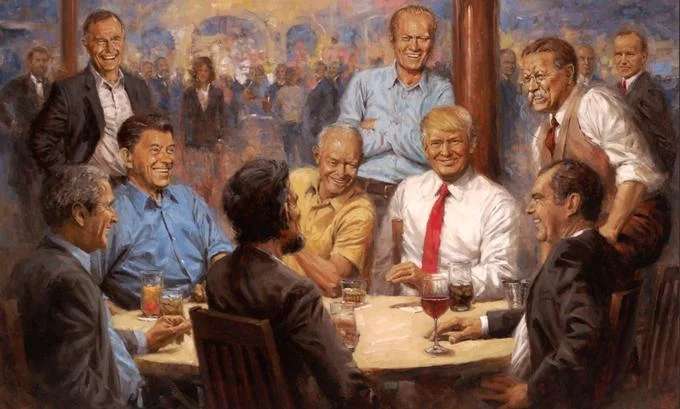Trump's Republican Presidents Painting — Cropped Republican Club painting with Trump and other presidents
