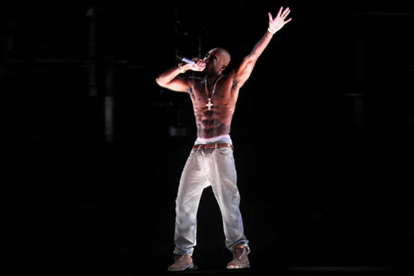 Tupac Hologram — Tupac Shakur hologram performing on stage at Coachella 2012