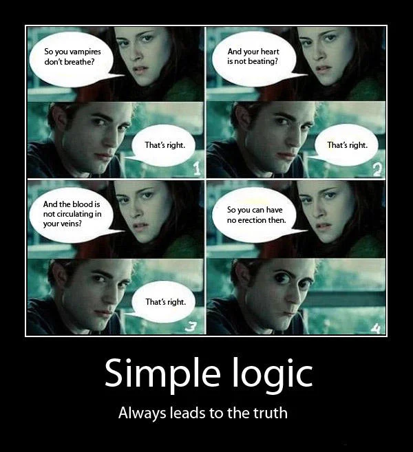 Twilight Comics — Grid-format comic with Bella questioning vampire anatomy.