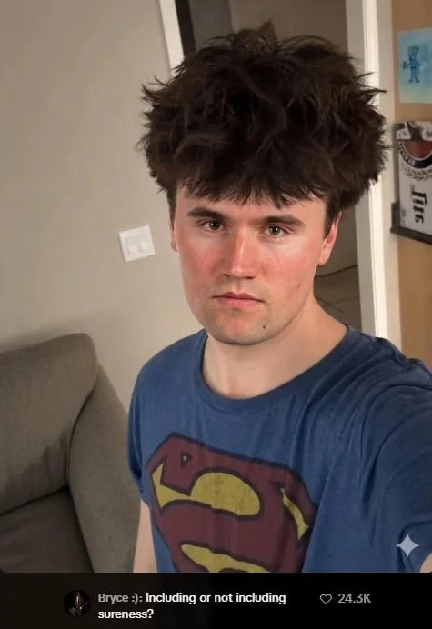 Charlie Kirk's face edited onto the U Sure Kid meme template