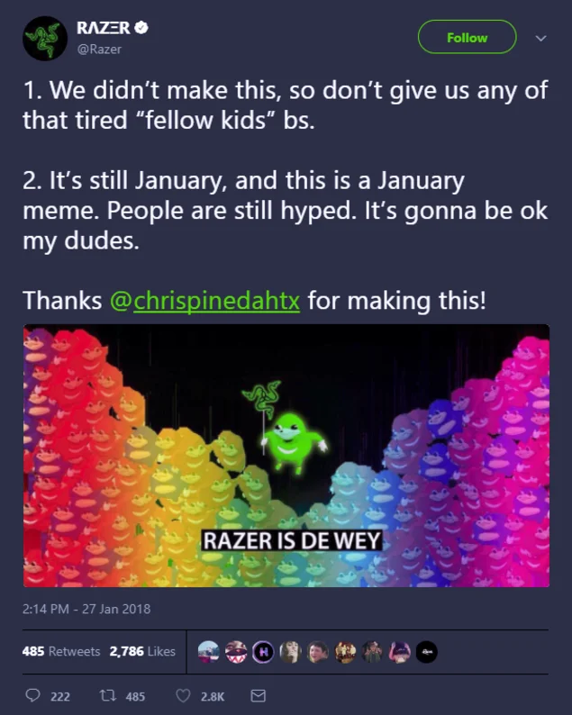 Ugandan Knuckles — Twitter post with crowd of Knuckles avatars and 'RAZER IS DE WEY'.