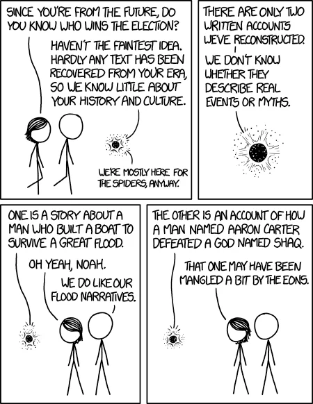 The Ultimate Showdown of Ultimate Destiny — XKCD comic referencing Aaron Carter defeating Shaq from Ultimate Showdown
