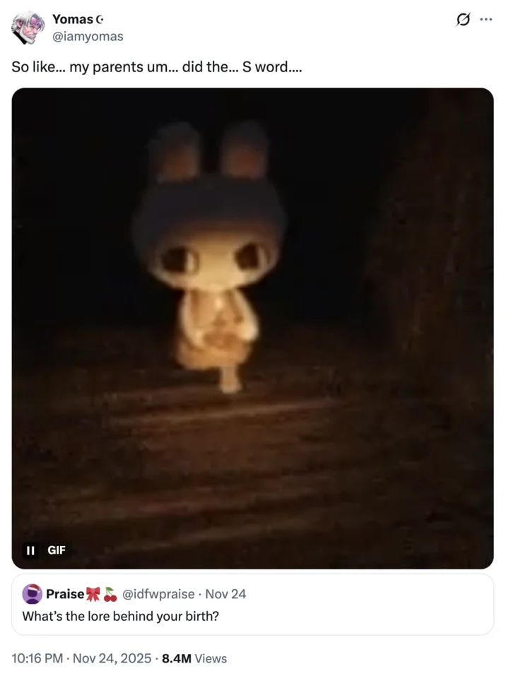Umi Walking With A Candle — Tweet by L'Apey using the Umi candle GIF joking about hearing a non-English language at Target