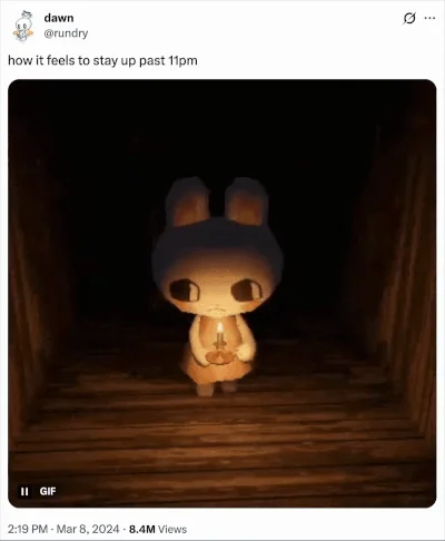 Umi Walking With A Candle — Animated Umi rabbit walking down a corridor holding a candle