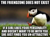 Unpopular Opinion Puffin — Baby puffin with text expressing perspective on attraction.