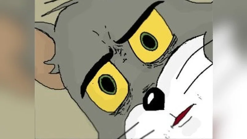 Clean Unsettled Tom template with wide yellow eyes and concern.