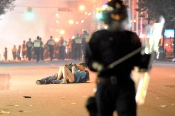 Vancouver Riot Kiss — Original Getty Images photograph of couple kissing during riot.