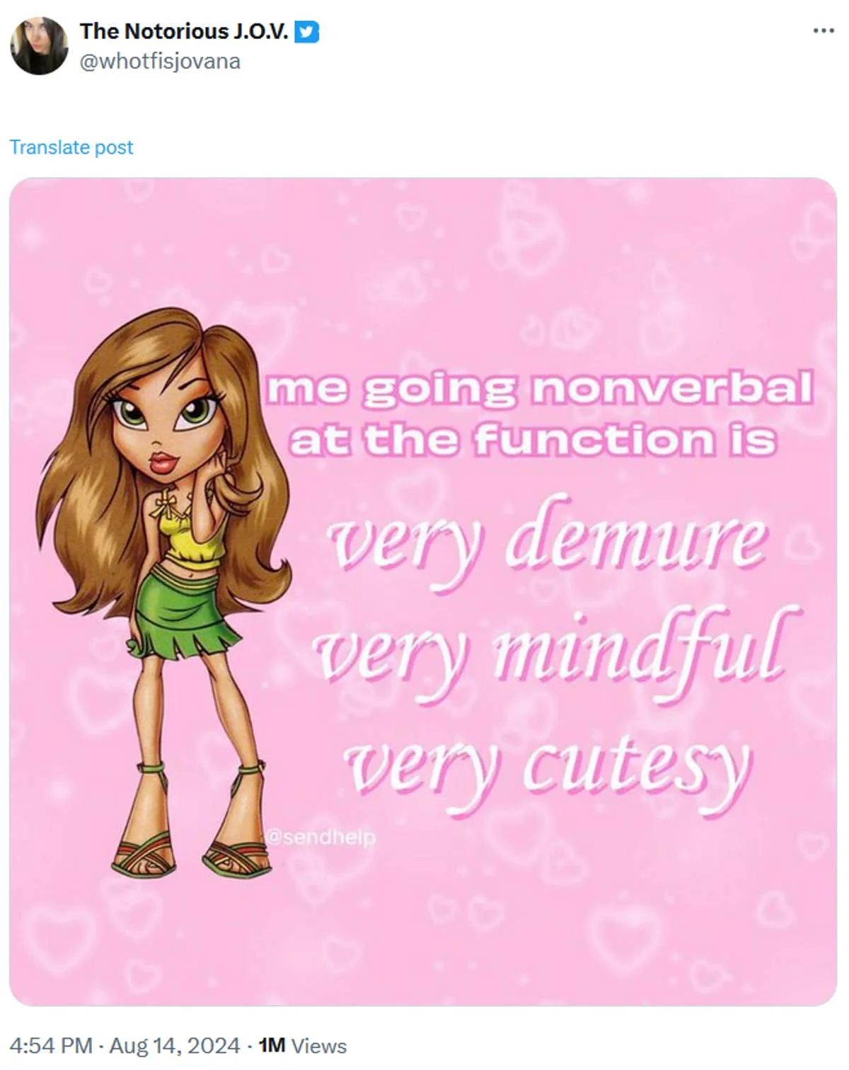 Very Demure — Cartoon character with meme text about social anxiety.
