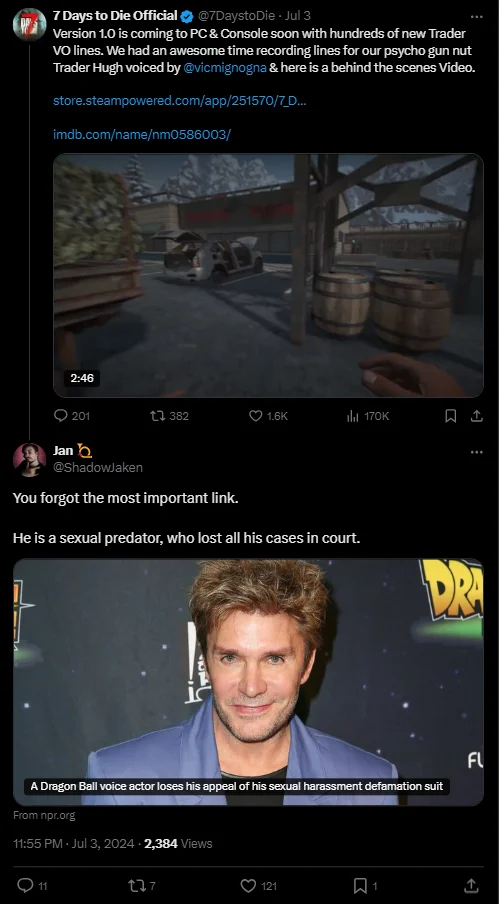 Vic Mignogna Sexual Harassment Allegations — Twitter thread with Monica Rial's allegations against Vic Mignogna and legal response from Ty Beard