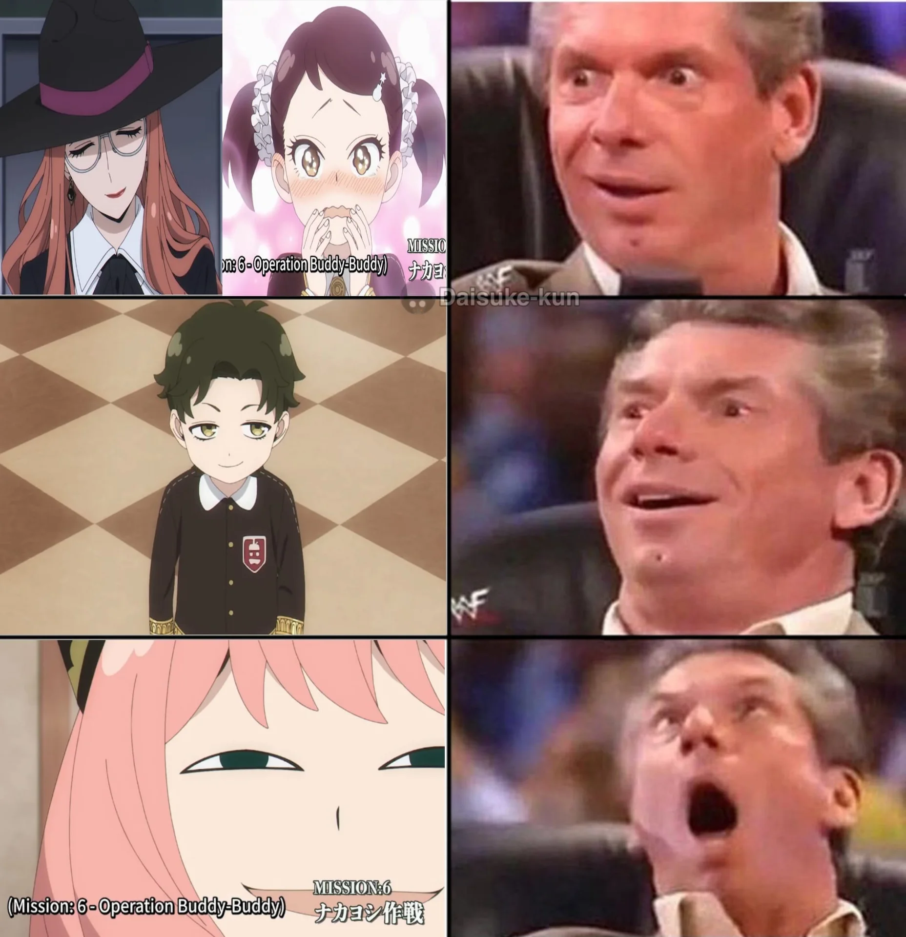 Vince McMahon Reaction — Vince McMahon meme with Pinocchio movie scenes ending with WAT caption