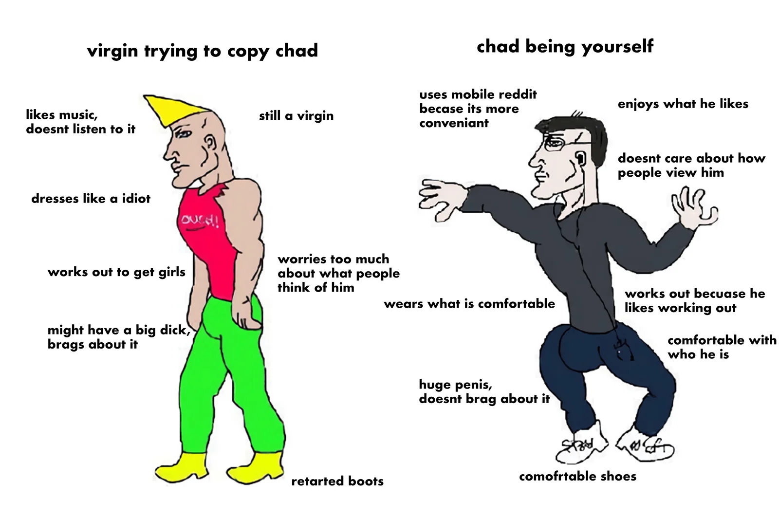 Virgin vs. Chad — Chad versus Virgin trying to copy his style.