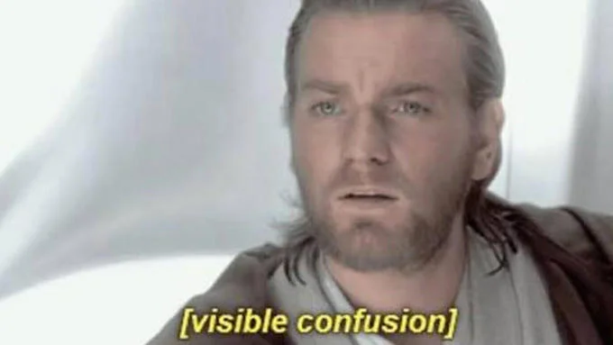 Visible Confusion — Obi-Wan with distinctly confused expression.