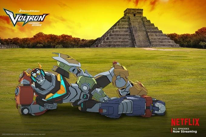 Voltron: Legendary Defender — DreamWorks Voltron Legendary Defender Netflix promotional banner with pyramid