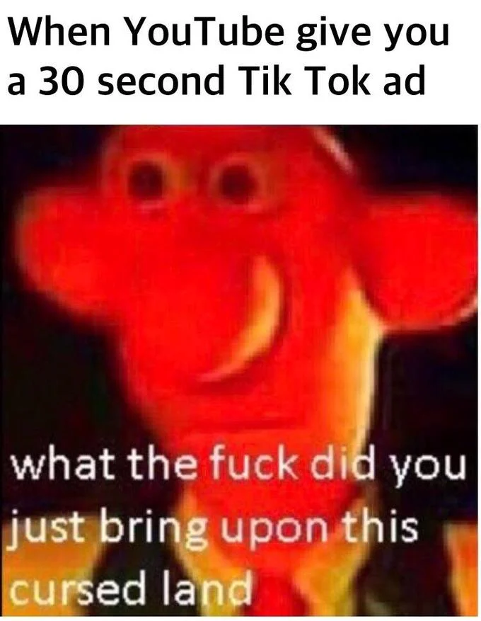 Wallace and Gromit — Red cursed Wallace meme reacting to a 30 second TikTok ad on YouTube