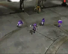 Low-resolution top-down view of multiple Waluigi models.