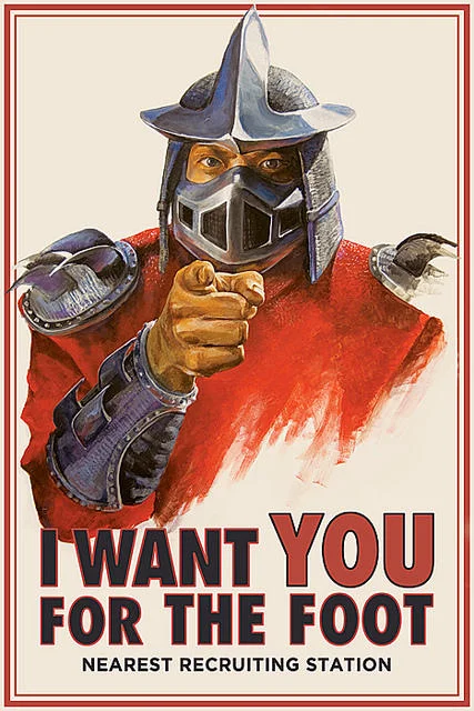 War Propaganda Parodies — Shredder from TMNT in Uncle Sam pose.