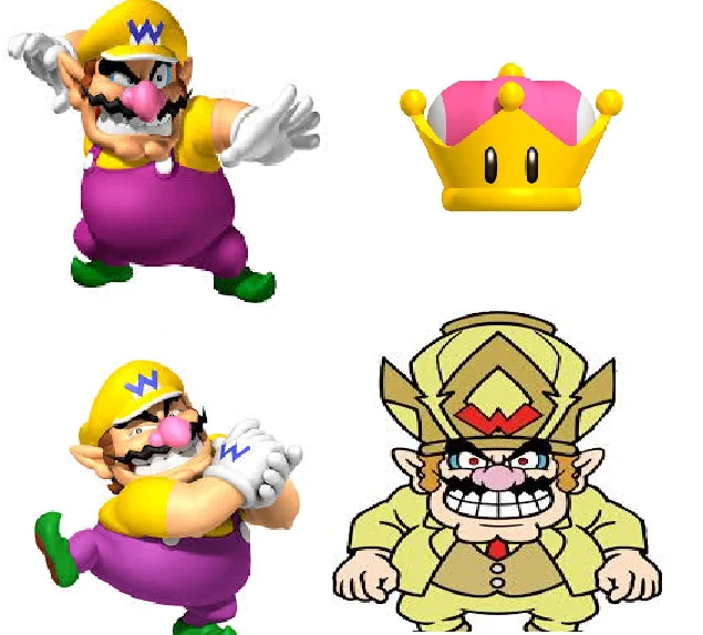WarioWare Gold — Wario, the Super Crown, and a crowned Wario transformation fan art