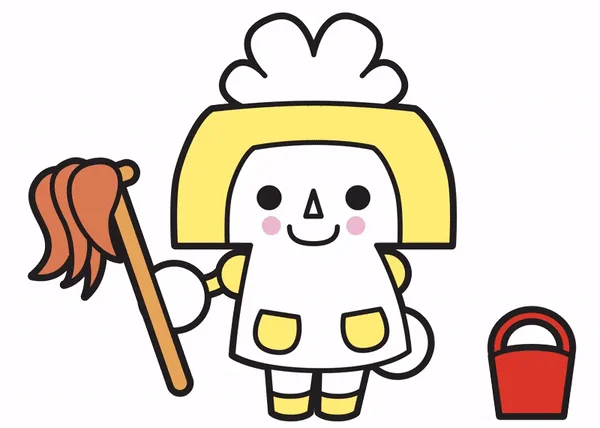 WarioWare Gold — WarioWare-style cartoon cleaning lady character holding a mop with a red bucket