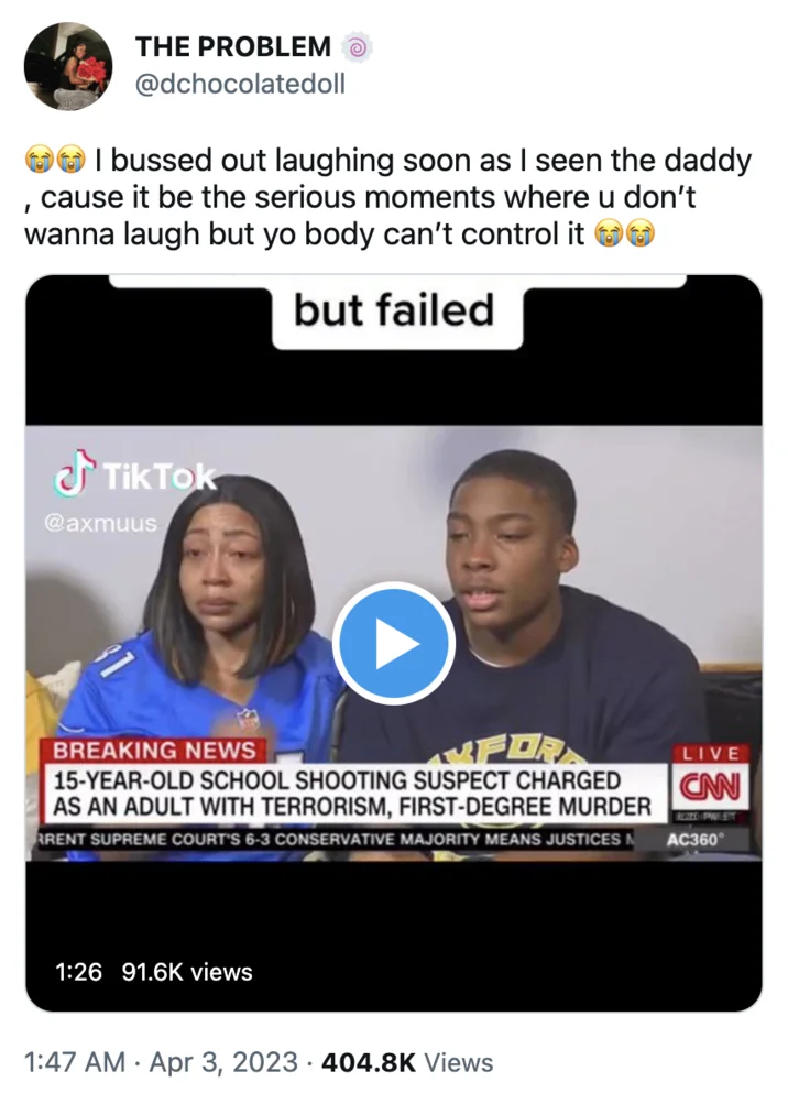 Was Pops Wrong For This Jamar Pittman — Twitter post from @dchocolatedoll sharing a TikTok of the Pops laughing CNN clip captioned 'but failed'