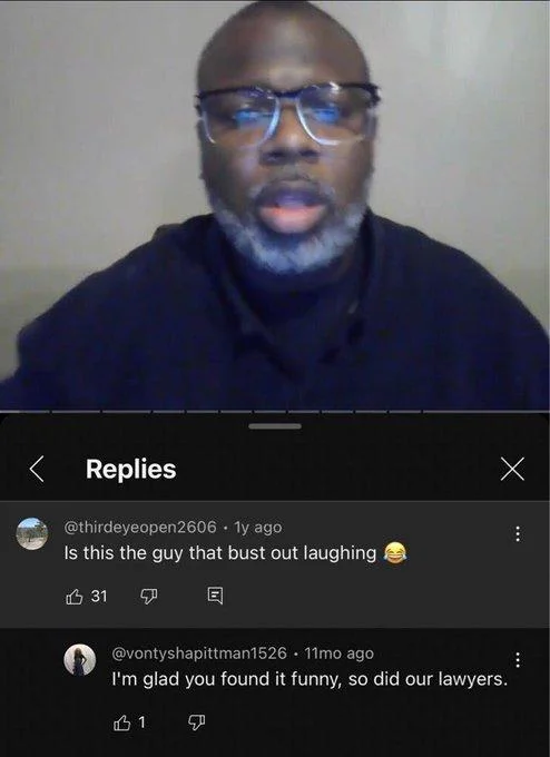 Was Pops Wrong For This Jamar Pittman — YouTube video screenshot of JaMar Pittman with viewer comments, including one threatening legal action for harassment