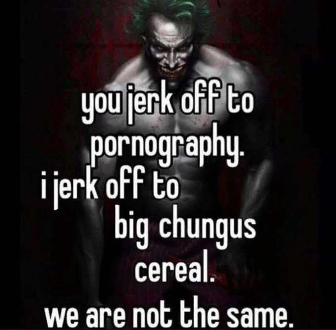 Muscular Joker meme with 'we are not the same' text about Big Chungus cereal