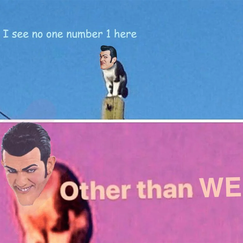 We Are Number One — Close-up of Robbie Rotten with text commentary.
